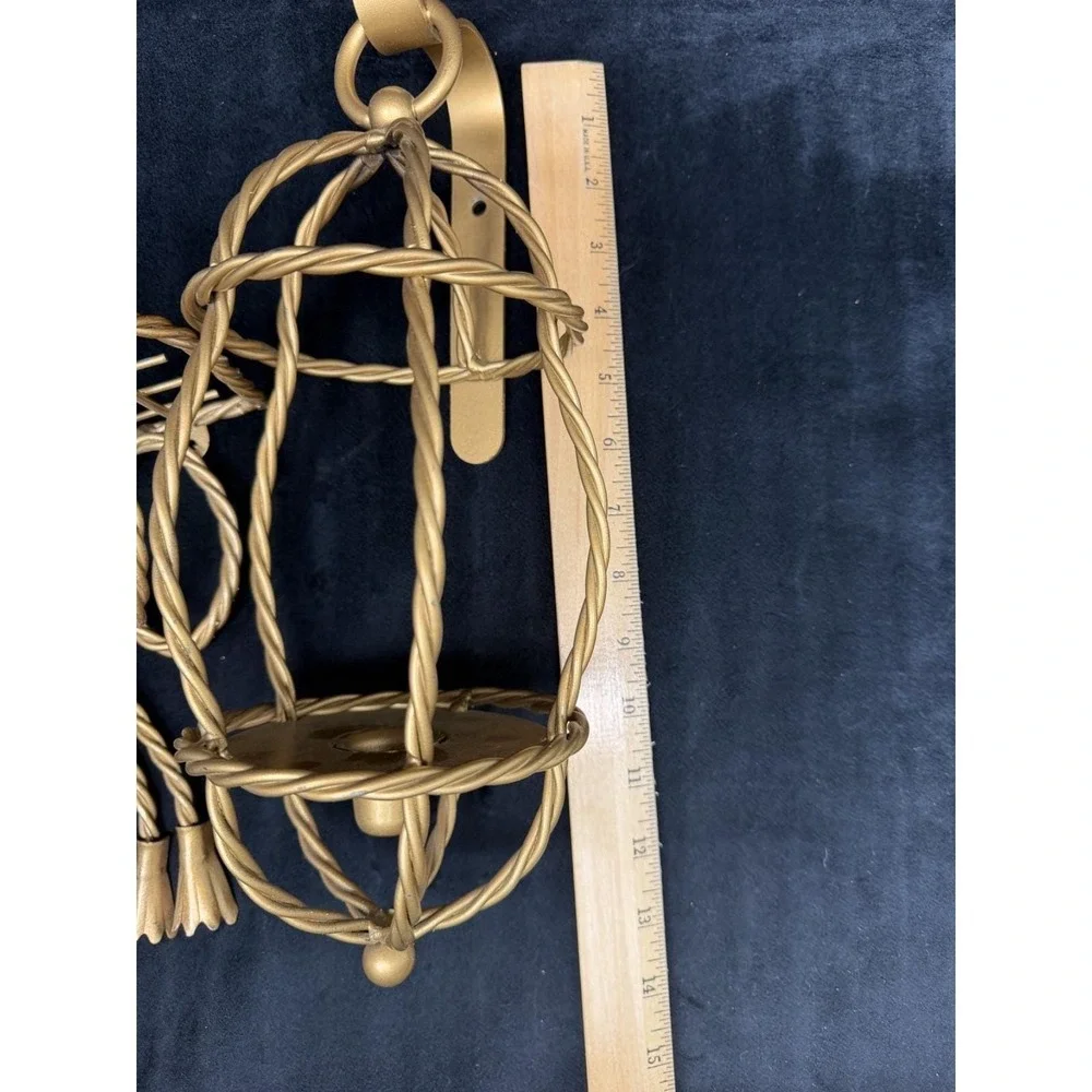 Vintage Gold Metal Bow Wall Shelves (2) & Taper Candle Sconce Coquette Regency